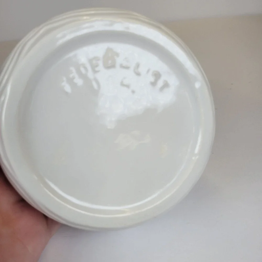 Vtg Federalist White Ceramic Lidded Trinket Dish Ashtray Blue‎ Floral Round 5